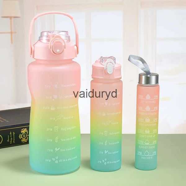 Botellas de agua 3 unids/set botella de agua motivacional beber deportes botella de agua con marcador de tiempo vasos de plástico reutilizables portátiles Travelvaiduryd al aire libre