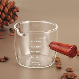 Bouteilles d'eau 40/75/80/150 ml manche en bois verre expresso tasse à mesurer Double/simple bouche pot à lait fournitures de café clair cuisine mesure tasse