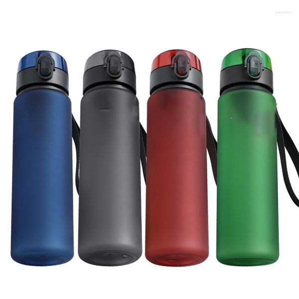 Botellas de agua 400/560 ml Botella deportiva Plástico esmerilado con tapa Taza para deportes al aire libre Ciclismo Senderismo Correr