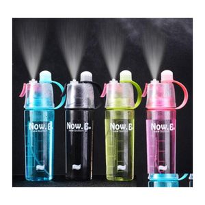 Waterflessen 400/600 ml fles spray plastic cup lekkendichte snoepkleur gym yoga sport ketel reiss cam draagbare drop levering home otva3