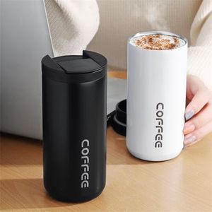 Bouteilles d'eau 400 ml 500 ml tasse à café avec couvercle étanche lait thé thermos tasses 304 en acier inoxydable voyage tasse thermique bouteille isolée 221130