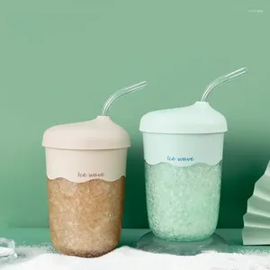 Waterflessen 400 ml Leuke Creatieve Smart Fancy Roze Paars Plastic Fles Met Deksel Stro Kawaii Sap Waterfles Melk Drinkware