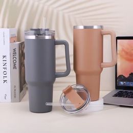 Water Bottles 40oz Mug Tumbler With Handle Insulated Lids Straw Stainless Steel Coffee Termos Cup Brand 221118