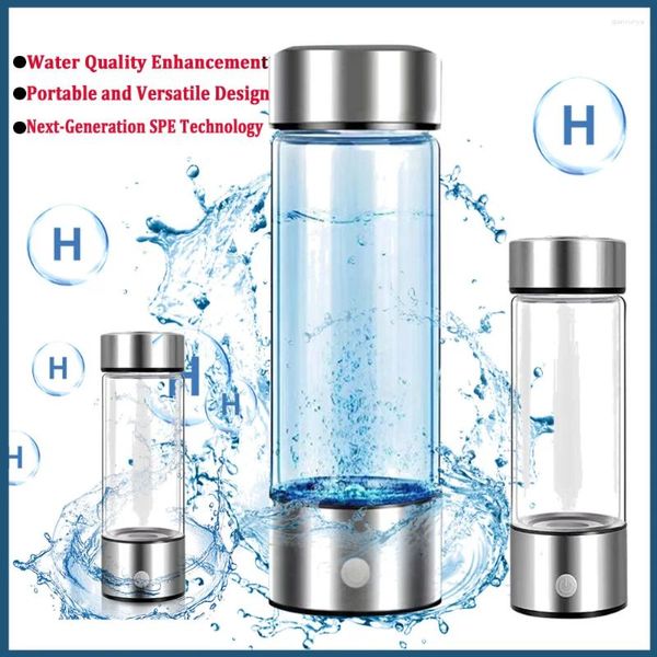 Bouteilles d'eau 420 ml de bouteille d'hydrogène grande capacité riche en verre en verre tasse fuite ionizer machine pour la consommation quotidienne