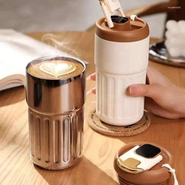 Bouteilles d'eau 450ml café avec affichage de la température tasse à LED tasse en acier inoxydable tasse flacons à vide portables