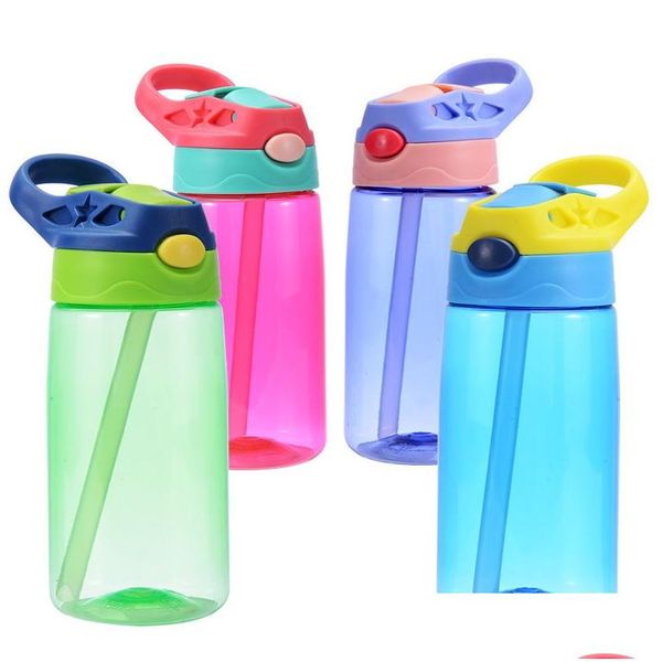 Bouteilles d'eau 450 ml en plastique enfants bouteille sippy tasse BPA anti-fuite large bouche avec couvercle et déversement livraison maison jardin cuisine dhtit