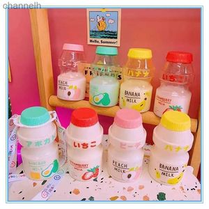 Waterflessen 450ml Yoghurt Plastic Waterfles voor Meisjes Kinderen Tour Fruit Drinkfles Kawaii Melk Yakult Cup Mokken Anti Fall Water Cup yq240320