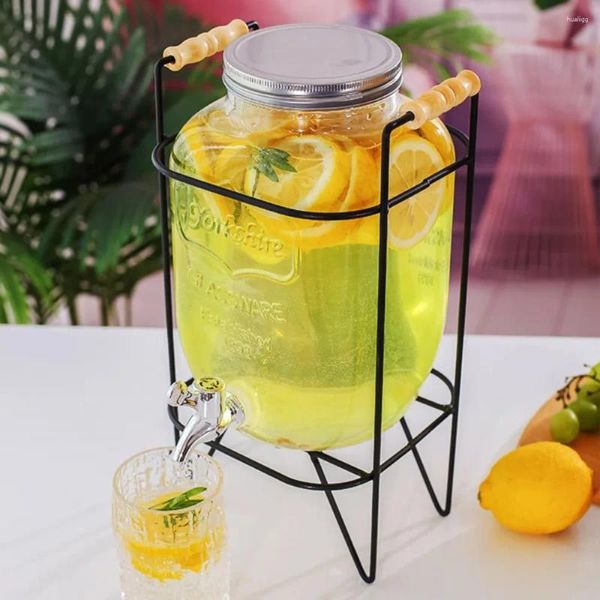 Bouteilles d'eau 4L pot en verre distributeur de jus de fête boisson boisson avec robinet et support