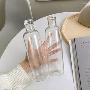 Waterflessen 500 750 ml tijdschaal fles warmtebestendig glas met mouw voor sapmelk kleine mond lekbestendig drinkware