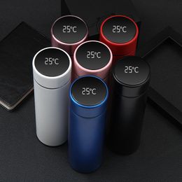 Bouteilles d'eau 500 ml tasse thermos numérique affichage intelligent de la température bouteille conservation de la chaleur fiole à vide pour café thé 221119