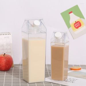 Waterflessen 500 ml/1000 ml melk doos fles transparant plastic draagbare duidelijke doos voor sapthee
