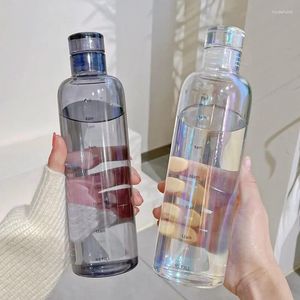Bouteilles d'eau bouteille en plastique de 500 ml/700 ml pour boire, anti-fuite avec marque de temps pour filles