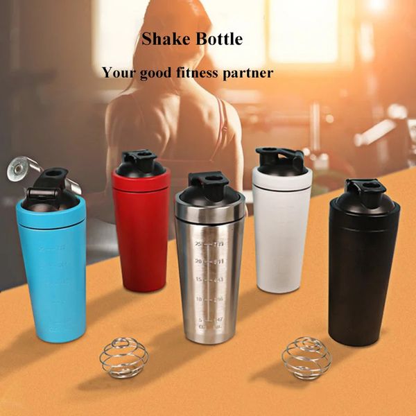 Bouteilles d'eau 500ML/750ML étanche Sport Fitness Gym protéine Shaker bouteille 304 en acier inoxydable secouant tasse mélangeur sous vide boisson extérieure bouilloire 231201