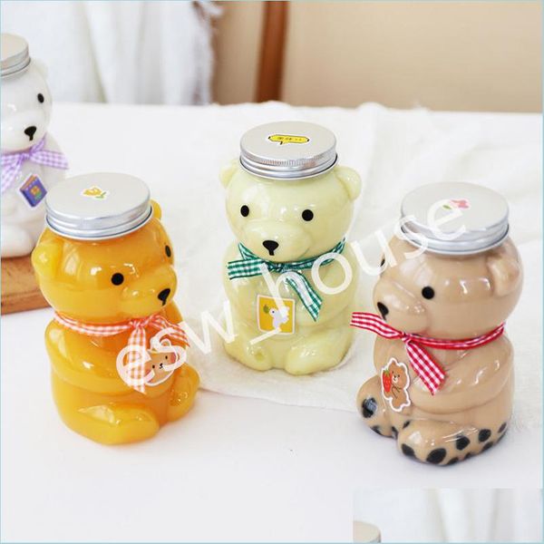 Botellas de agua 500Ml Botella de agua de plástico en forma de oso Desechable Jugo Bebida Leche Botellas de té para niños Entrega de la gota Hogar Jardín K Dhxo4