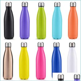 Botellas de agua 500 ml Botella en forma de cola Insated Doble pared Vacío Highluminance Agua Creativa Termo Tazas de coque Entrega de gotas Inicio Dhecd