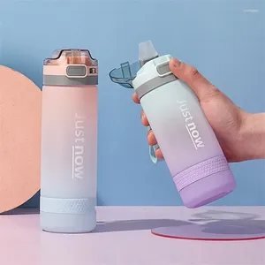 Waterflessen 500 ml modefles met stro BPA gratis draagbare buitensport schattig drinken plastic milieuvriendelijke mokken drinkware