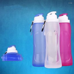 Botellas de agua La botella plegable de 500 ml de material de silicona para impresión de deportes al aire libre está disponible