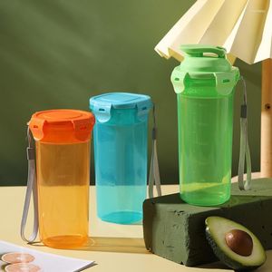 Bouteilles d'eau 500ml bouteille en plastique tasse de sport portable avec corde anti-goutte conteneur extérieur mignon étudiant couple tasse