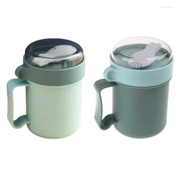 Bouteilles d'eau 500 ml portable micro-ondes tasse de petit-déjeuner avec couvercle et poignée cuillère scellé boîte à lunch étanche enfants tasse à boire goutte