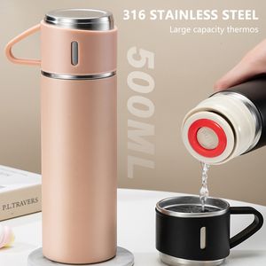 Waterflessen 500 ml roestvrijstalen vacuümkolven thermoskan met mug cup bullet dubbele laag koffietumbler waterfles winter warm drinkw 230320