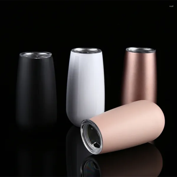 Bouteilles d'eau 50 pièces/lot 6oz Champagne Tumbler Sublimation flûte verre vin tasse 18/8 en acier inoxydable isolé bouteille sous vide 2-mur tasse