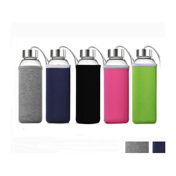 Botellas de agua Botella de 550 ml Vidrio de borosilicato alto con bolsas protectoras de infusor de acero inoxidable y caja individual SN3596 Drop Deliv Dhqej