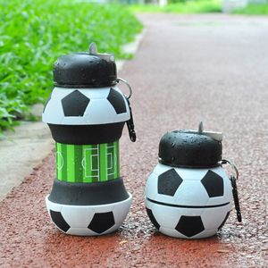 Bouteilles d'eau 550 ml pliable Football enfants bouteilles d'eau Portable sport bouteille d'eau Football ballon de Football en forme de bouteille d'eau Silicone tasse 230204