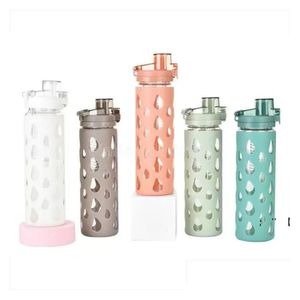 Bouteilles d'eau 600 ml Bouteille en verre droite avec manches SILE CAM TUBLING BY SEA RRA13287 DROP DIVRIRATION HOME GARDE GARDE CUITSION BAR DHPDK