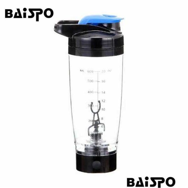 Botellas de agua 600 ml Botella de agua Proteína Power Mation Café Licuadora Leche Shaker Mezclador Inteligente Matic Movimiento Drinkware 211013 Dro Dht8J