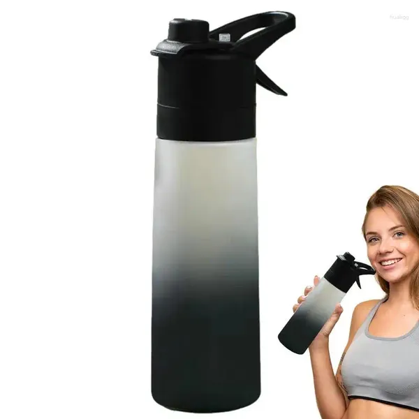 Botellas de agua 650 ml Botella de bebida de niebla Deportes Fitness Taza de moda Reutilizable para viajes al aire libre Deporte Gimnasio