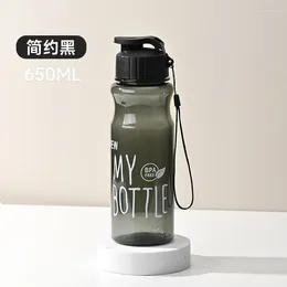 Bouteilles d'eau 650 ml bouteille en plastique pour boire du thé de sport portable tasse à café outils de cuisine enfants école transparente