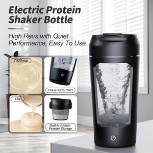 Botellas de agua 650 ml USB eléctrico portátil proteína de suero botella de coctelera taza de agitación completamente automática recargable gimnasio BA mezcla de cóctel libre 230923