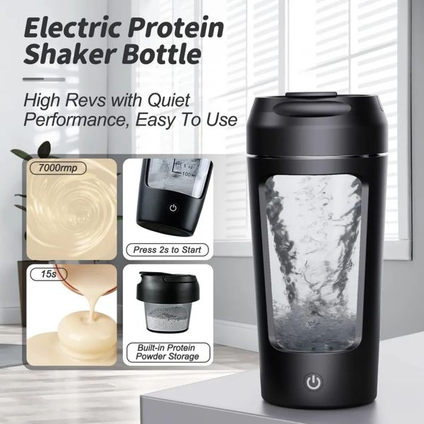 Bouteilles d'eau 650 ml USB électrique portable protéine de lactosérum Shaker bouteille entièrement automatique remuant tasse rechargeable gymnase BA cocktail gratuit mélange 231018