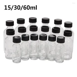 Botellas de agua 6 unids pequeño vidrio transparente con tapas contenedores botella de muestra redonda para aceites de jugo jengibre ss whisky líquidos