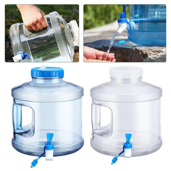 Botellas de agua 7.5L Contenedor portátil Jarra para beber a prueba de fugas Almacenamiento de gran capacidad con grifo para acampar Picnic