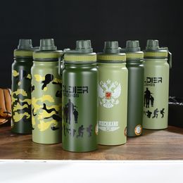 Waterflessen 700/900 ml sport waterfles roestvrij staal draagbare lekvrije outdoor drinkware leger militair camping hiking praktisch gereedschap 230320