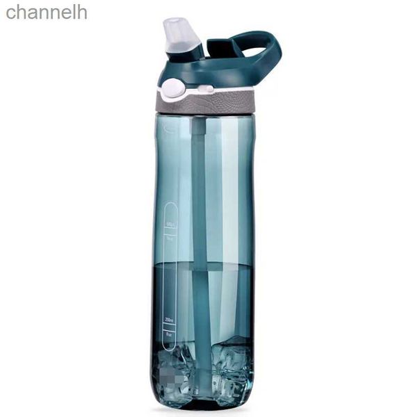 Bouteilles d'eau 750 ml/1000 ml Tritan matériel bouteille d'eau avec paille écologique Durable gymnase Fitness Sport en plein air Shaker boisson bouteille yq240320