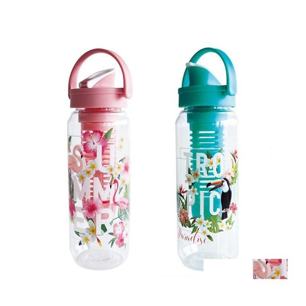 Botellas de agua 750Ml/900Ml Infusor de jugo de fruta Botella de plástico portátil para beber deporte Gota de entrega Hogar Jardín Cocina Comedor Ba Otozy