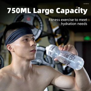 Botellas de agua 750 ml de hombres para mujeres Fitness Sports Kettle a gran capacidad para al aire libre Camping portátil anti fugas botellas de bebida bebida