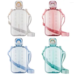 Bouteilles d'eau 750 ml de bouteille de sport boisson transparente portable avec marqueur de temps marquage