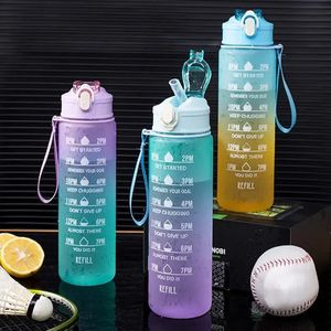 Waterflessen 800 ml fles motiverende sport met tijdmarkering lekvrije beker fitness BPA-vrij draagbaar drinkgerei voor buiten 231205