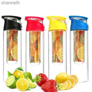 Bouteilles d'eau 800 ml bouteilles d'eau de sport portables infuseur de fruits tasse d'eau en plastique bouteille d'eau sans Bpa avec filtre jus Shaker tasse d'eau nouveau yq240320