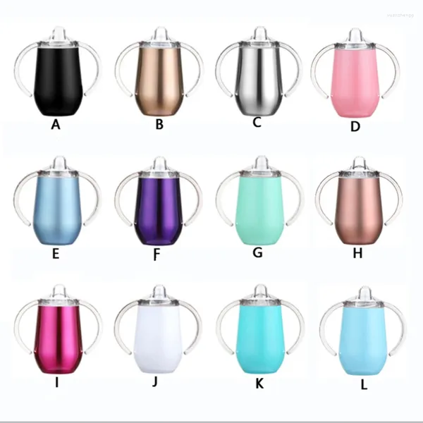 Bouteilles d'eau 80pcs / lot 9oz Sublimation Sippy Tumbler Tasse Tasse Verre d'entraînement 2 parois en acier inoxydable isolé sous vide