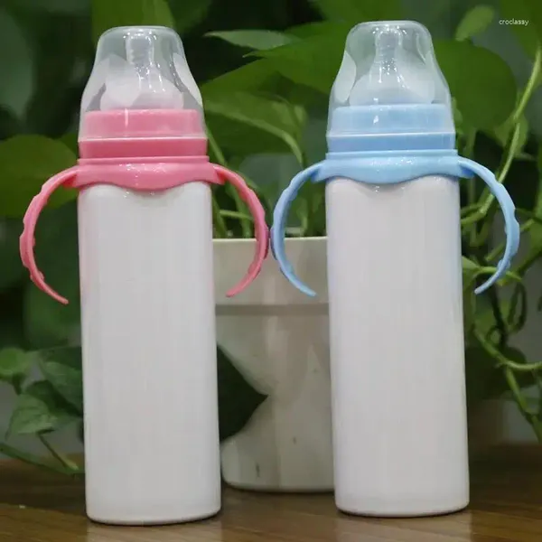 Bouteilles d'eau 8 oz de bricolage sublimation Tubler bouteille de lait bébé en acier inoxydable avec boîte blanche vide à double paroi isolée pour cadeau