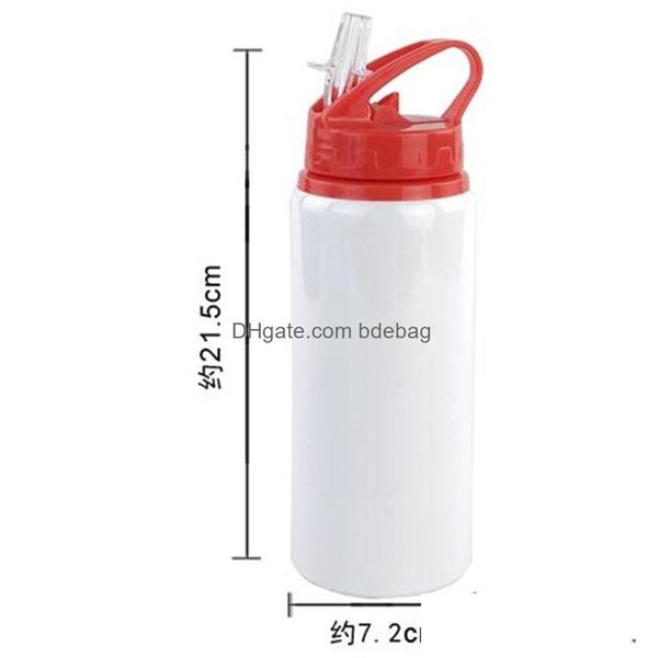 Botellas de agua Taza de aluminio Sublimación en blanco Resistente al calor 600 ml Color ER Boquilla de succión de boca grande Botella de agua Deportes Kettle Whit DHPVE