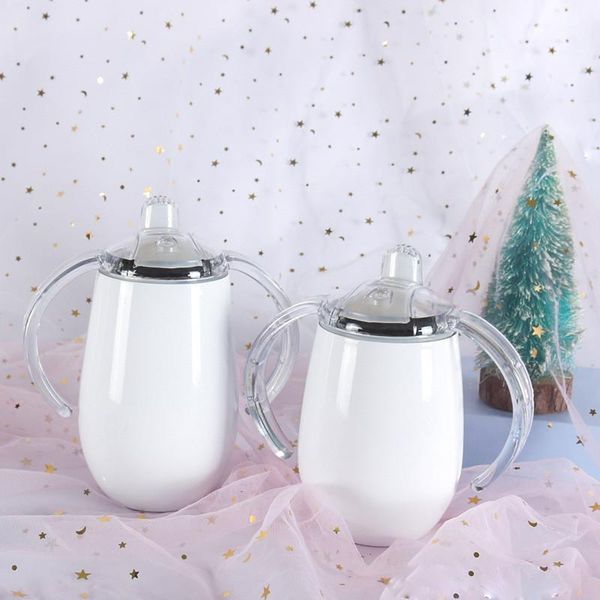 Bouteilles d'eau ARRIVÉE SUBLIMATION DE 10OZ SUBLIMATION SESIPY COUPES CLIAGE DIY Bébé Bébé Bouteille avec poignée en acier inoxydable Enfants Boire Gobelet pour cadeaux