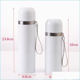 Bouteilles d'eau Bouteilles d'eau sous vide à sublimation vierge 350 ml 500 ml en acier inoxydable enduit blanc bricolage impression par transfert de chaleur Thermos Dro Dh5Uv