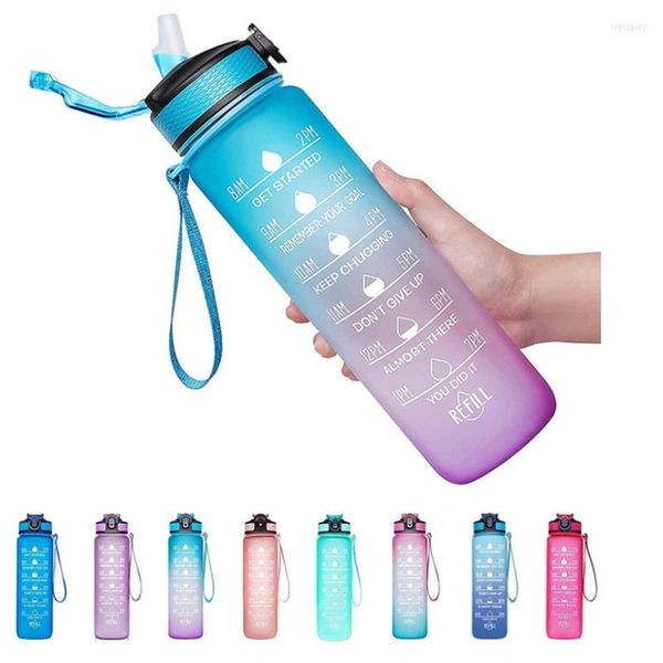 Bouteilles d'eau sans BPA, pichet de Sport de motivation avec fabricant de temps, anti-fuite, pour boire en plein air, verres portables