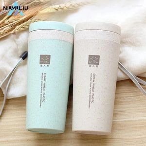 Bouteilles d'eau C5 Portable 300ML Thermos bouteille en plastique saine tasse en fibre de blé double couche tasse thermique bureau café thé cadeaux