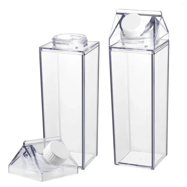 Botellas de agua Cabilock 2 piezas de plástico transparente de 500 ml, recipiente hermético para leche, botella de bebida para deportes, camping, viajes